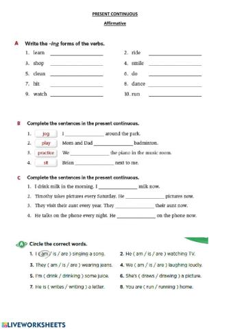 Present Continuous Affirmative