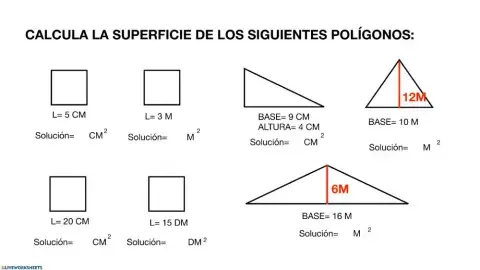 Area cuadrados y triangulos