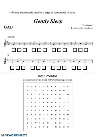 Partitura Gently sleep