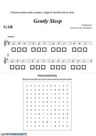 Partitura Gently sleep