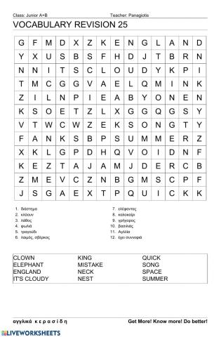 Junior Wordsearch 25