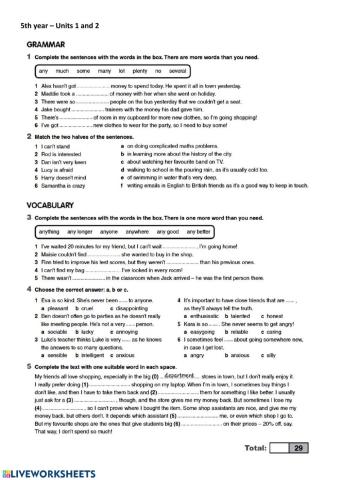 5th year test, unis 1 and 2