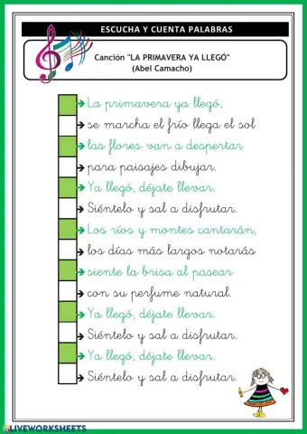 Escucha y cuenta palabras (la primavera ya llegó) - CON LETRA CORRECTA