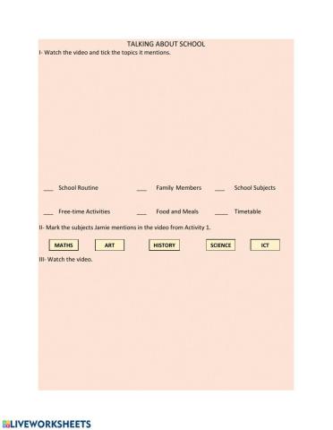 Talking about School - School Subjects