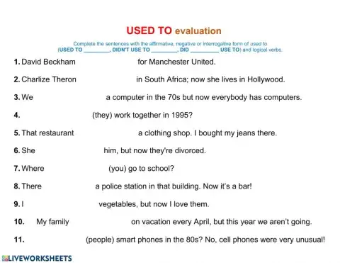 Used to for evaluation