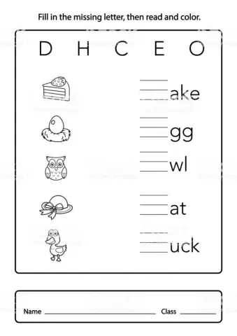 Missing Letter Worksheet