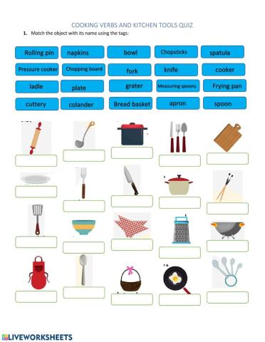 cooking verbs and kitchen tools