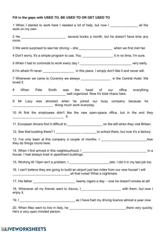 Used to - Get used to - Be used to