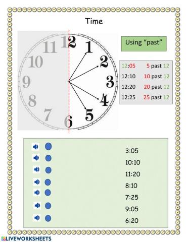 Telling Clock Time with -past- -half past- and -a quarter past-