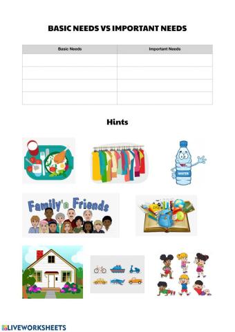 Basic needs & Important need