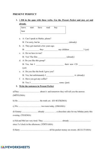 Present perfect, irregular verbs