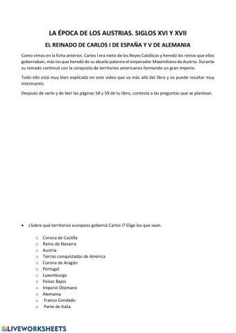 El reinado de Carlos I