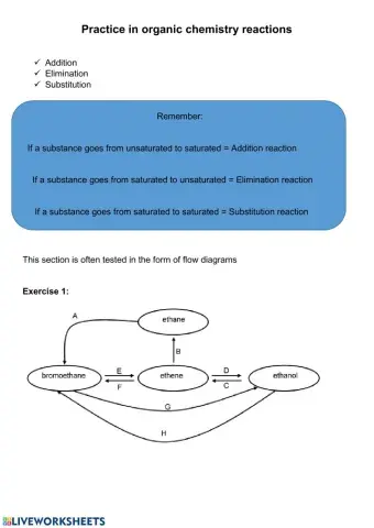 Organic reactions worksheet 6