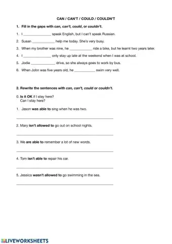 Review (can, could) 3 abril 2ºDE