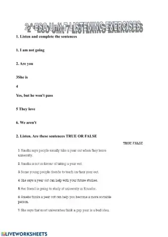 2º ESO listening unit 2