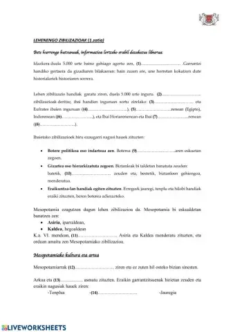 (DBH 1) Lehenengo zibilizazioak (1)