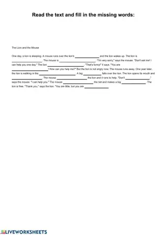 Family and Friends 3 unit 5 - gapped text