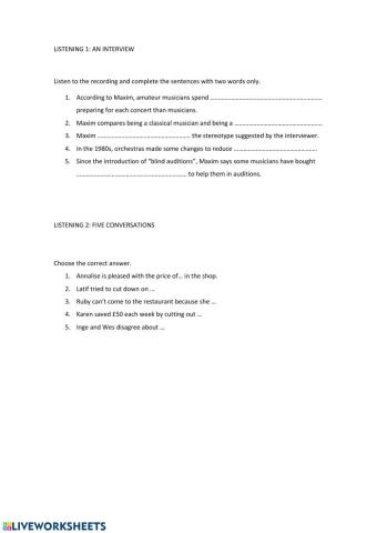 Listening: 2 listenings