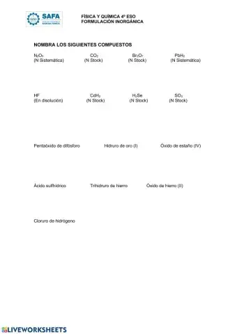 Ejercicios óxidos, hidruros e hidrácidos