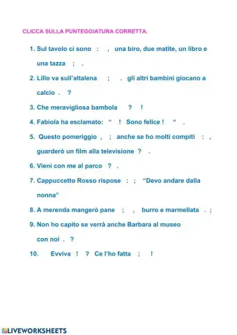 Clicca sulla punteggiatura corretta