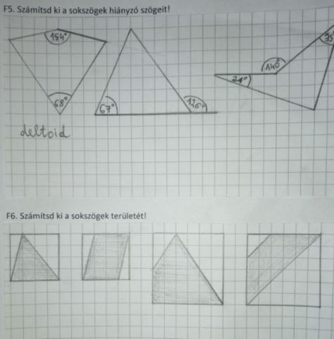 Szögszámítás és területszámítás