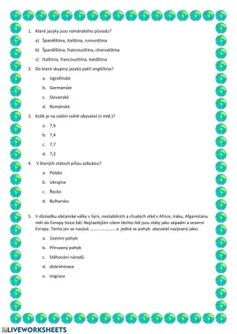 SEG - Lidé na zemi, jazyky, náboženství, hranice