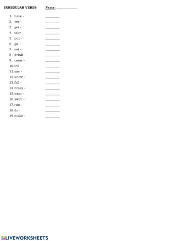 Irregular Verbs - 2 forms