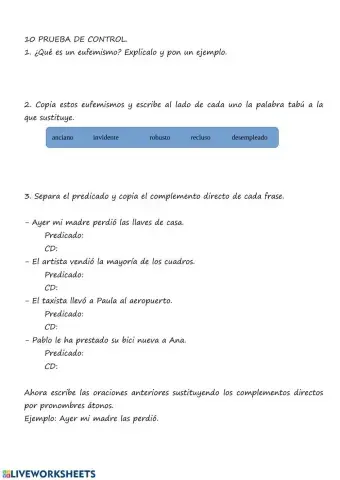 Predicado verbal y complementos