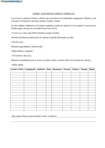 Análisis formas verbales