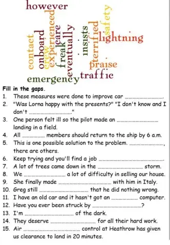 Vocabulary Practice (Airplane crash)