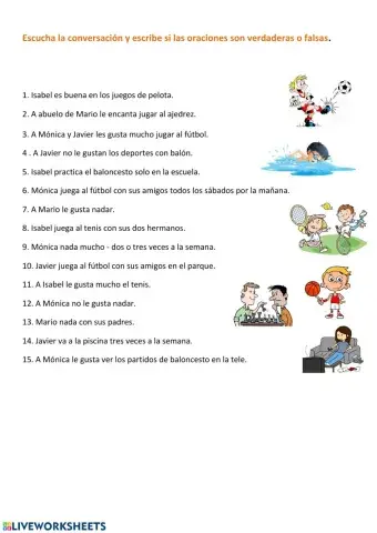 Gustar, practicar deportes - audio