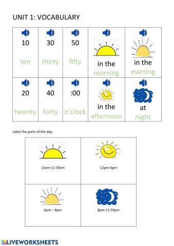 Clock Time and Parts of the Day