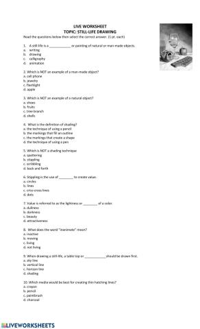 Still-Life Drawing-Multiple Choice