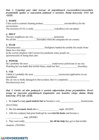 Word-formation -less, -ful