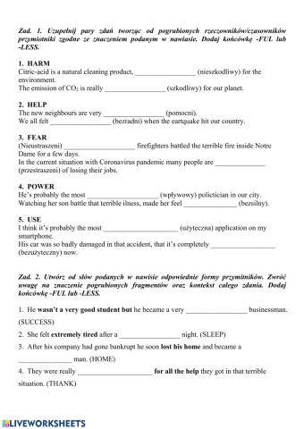 Word-formation -less, -ful