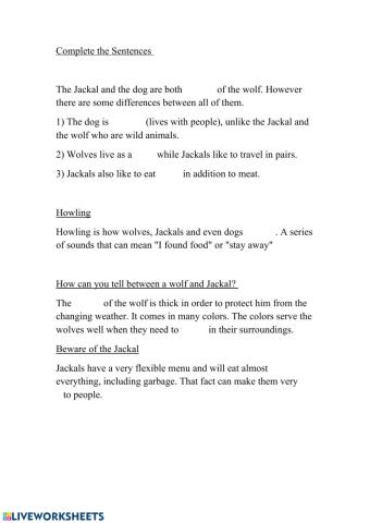 Wolves Dogs and Jackals