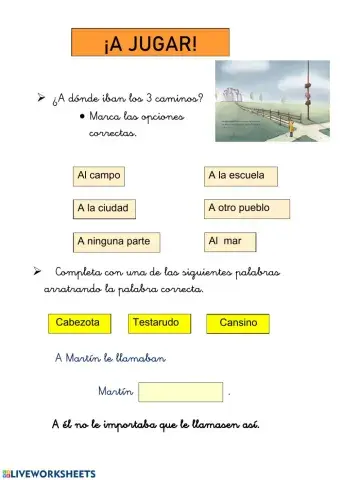 EL CAMINO QUE NO IBA A NINGUNA PARTE de Gianni Rodari comprensión primero primaria