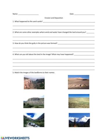 Erosion and Deposition Short Answers