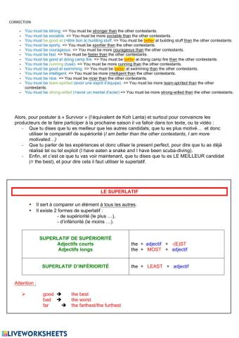 Unit 6: Survivor worksheet 4