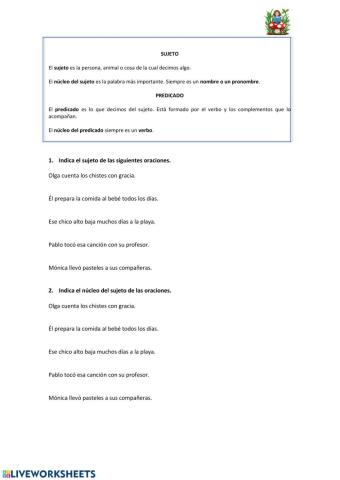 Sujeto y predicado.