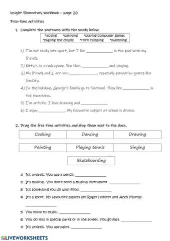 Insight Elementary Workbook, page 20