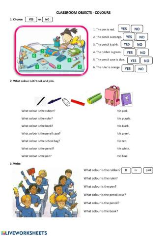 3rd Grade Colours Classroom objects