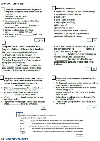 6th year test unit 1