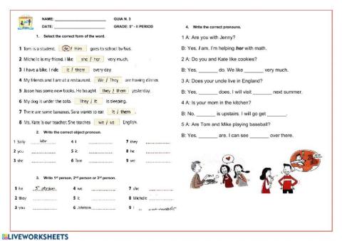 Exercise Subject and Object Pronouns