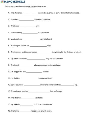 Plural and singular nouns with the Be verb