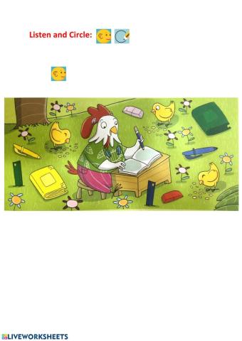 Listen and Circle school objects