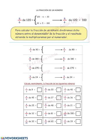 Fracción de un numero