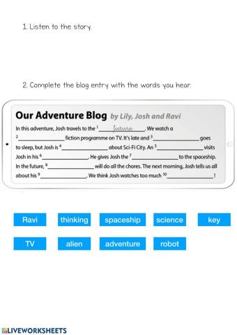 Listening: Our adventure blog easy
