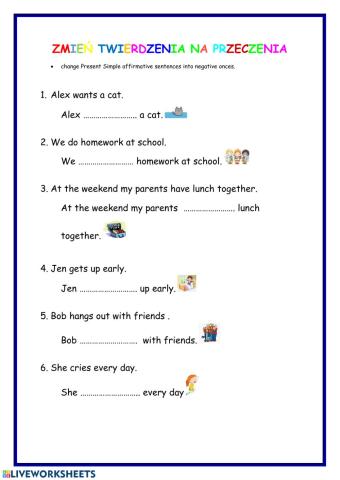 Negative forms of Present Simple