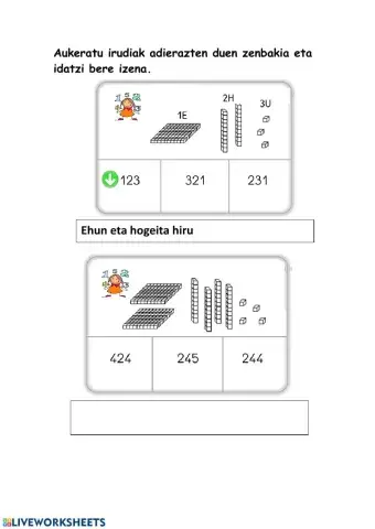 Zenbakien izenak (100 eta 1000 artean)